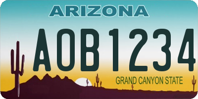 AZ license plate AOB1234