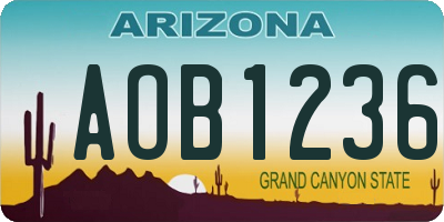 AZ license plate AOB1236