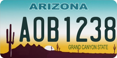 AZ license plate AOB1238