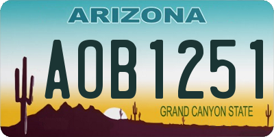 AZ license plate AOB1251