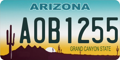 AZ license plate AOB1255