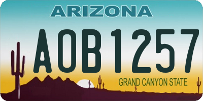 AZ license plate AOB1257