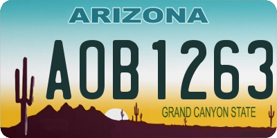 AZ license plate AOB1263