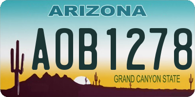 AZ license plate AOB1278