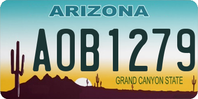 AZ license plate AOB1279
