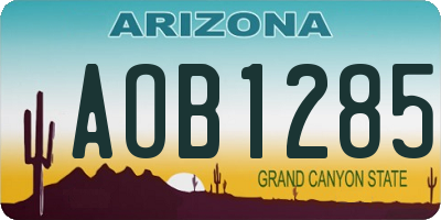 AZ license plate AOB1285