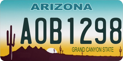 AZ license plate AOB1298
