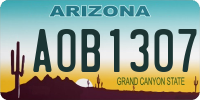 AZ license plate AOB1307