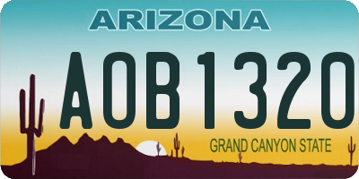 AZ license plate AOB1320