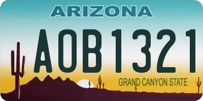 AZ license plate AOB1321