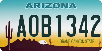AZ license plate AOB1342