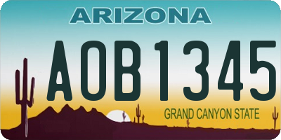 AZ license plate AOB1345