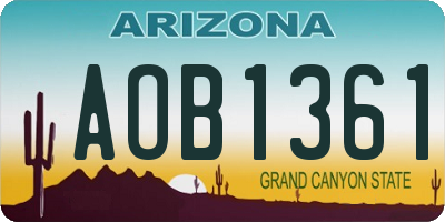 AZ license plate AOB1361