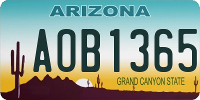 AZ license plate AOB1365