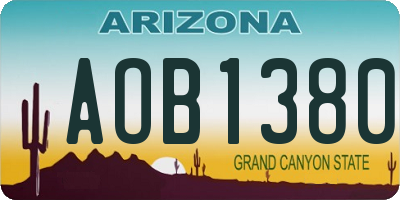 AZ license plate AOB1380