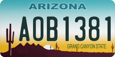 AZ license plate AOB1381