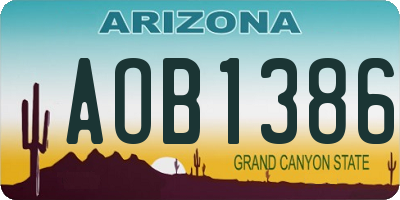 AZ license plate AOB1386