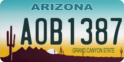 AZ license plate AOB1387