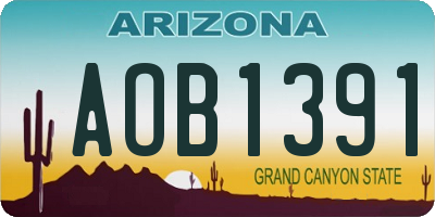 AZ license plate AOB1391