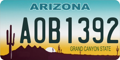 AZ license plate AOB1392