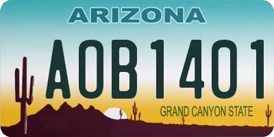 AZ license plate AOB1401