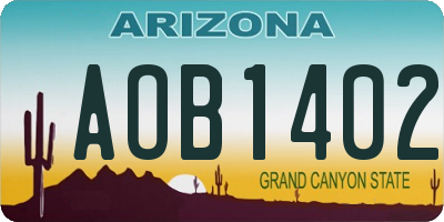AZ license plate AOB1402