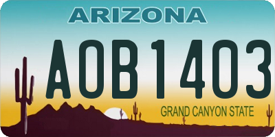 AZ license plate AOB1403