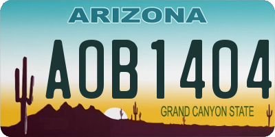 AZ license plate AOB1404