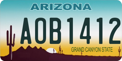AZ license plate AOB1412
