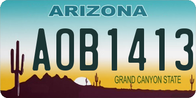 AZ license plate AOB1413