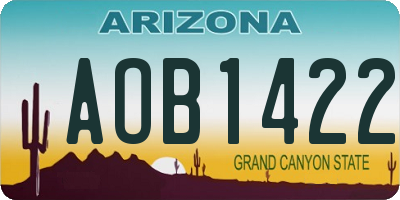 AZ license plate AOB1422