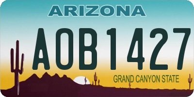 AZ license plate AOB1427