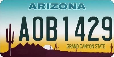 AZ license plate AOB1429