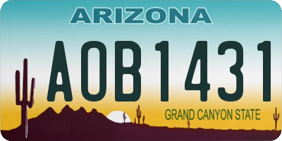 AZ license plate AOB1431