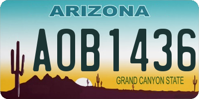 AZ license plate AOB1436