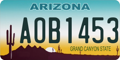 AZ license plate AOB1453