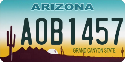 AZ license plate AOB1457