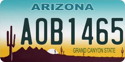 AZ license plate AOB1465