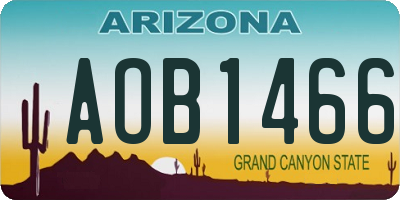 AZ license plate AOB1466