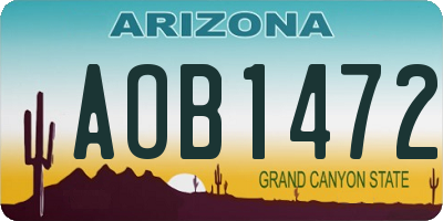 AZ license plate AOB1472