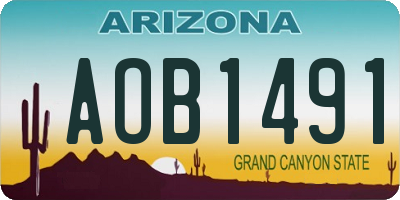 AZ license plate AOB1491