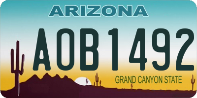 AZ license plate AOB1492