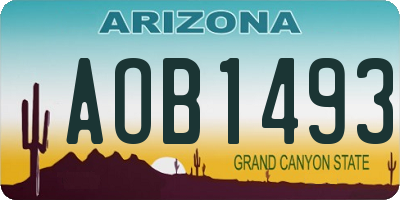 AZ license plate AOB1493
