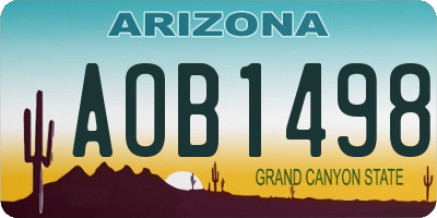 AZ license plate AOB1498
