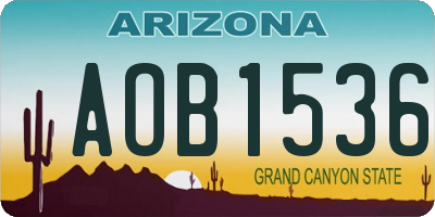 AZ license plate AOB1536