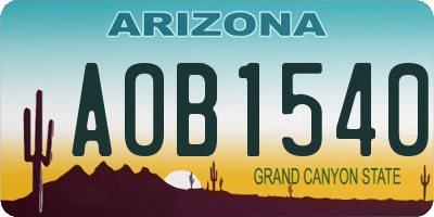 AZ license plate AOB1540