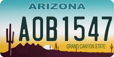 AZ license plate AOB1547