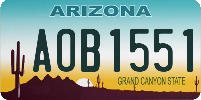 AZ license plate AOB1551