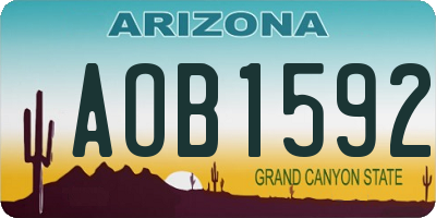AZ license plate AOB1592