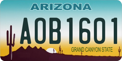AZ license plate AOB1601